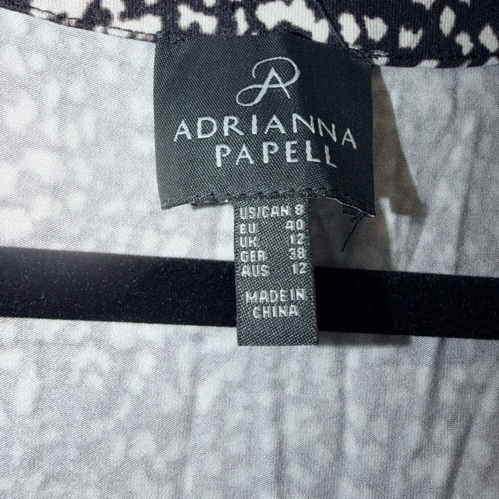 Adrianna Papell Black and White Long Sleeve Dress Size 8 - Picture 2 of 4